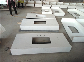 Calacatta White Artificial Quartz Bathroom Vanity Tops