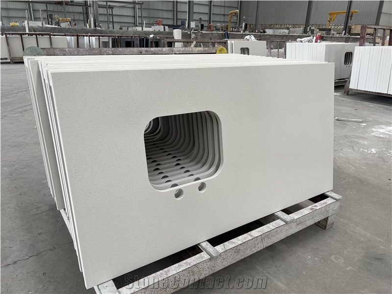 Jazz White Artificial Quartz Stone Bathroom Vanity Tops