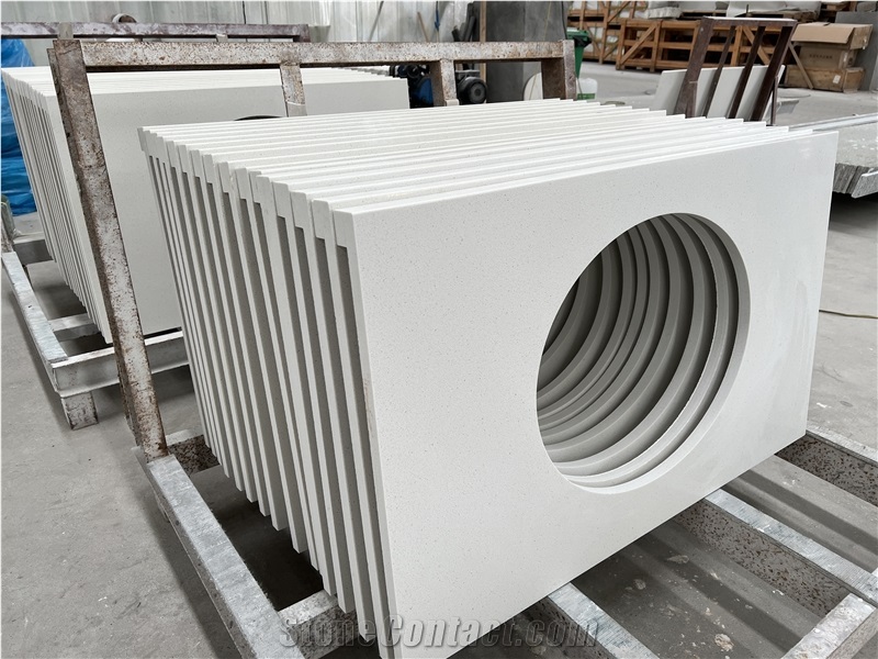 Jazz White Artificial Quartz Stone Bathroom Vanity Tops