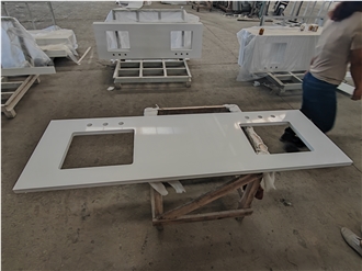 Prefab White Quartz Bathroom Vanity Tops Countertop