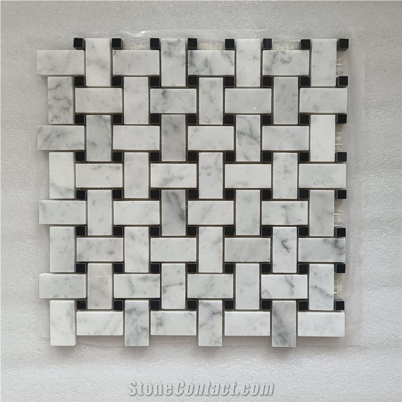 Black And White Carrara Marble Mosaic Tiles