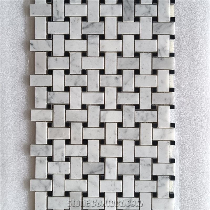 Black And White Carrara Marble Mosaic Tiles