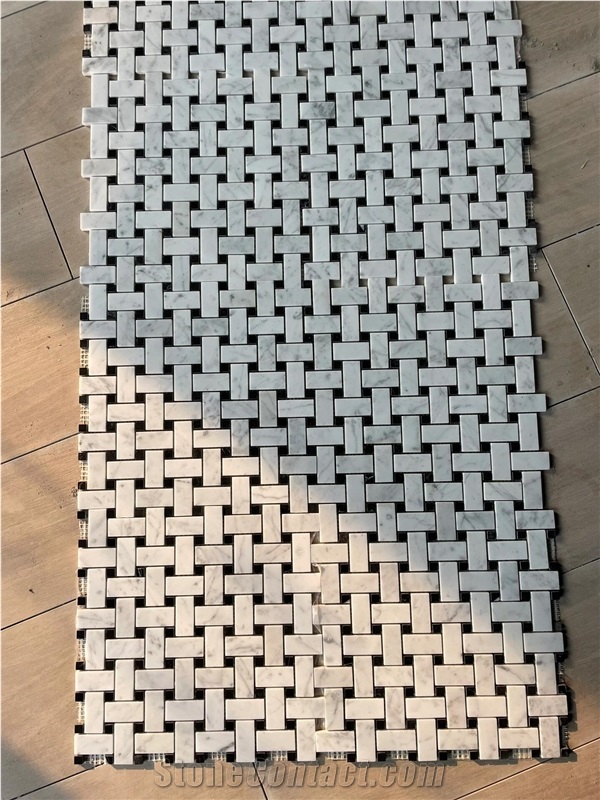 Black And White Carrara Marble Mosaic Tiles