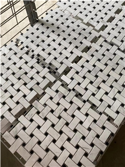 Black And White Carrara Marble Mosaic Tiles