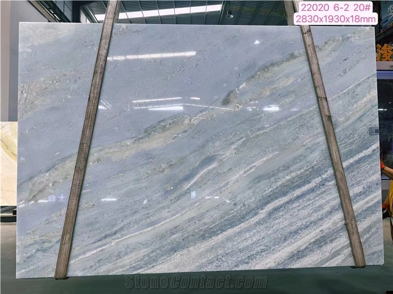 Brazil Crystal Blue - Calcite Blue Extra Marble Translucent Slab Tiles