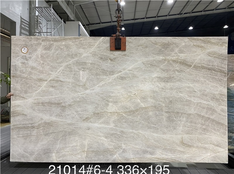 Brazil Custom Taj Mahal Quartzite Slabs For Kitchen Project