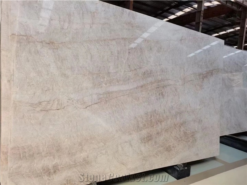 Brazil Custom Taj Mahal Quartzite Slabs For Kitchen Project