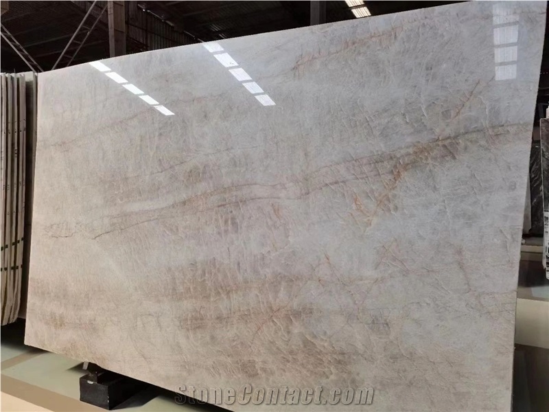 Brazil Custom Taj Mahal Quartzite Slabs For Kitchen Project