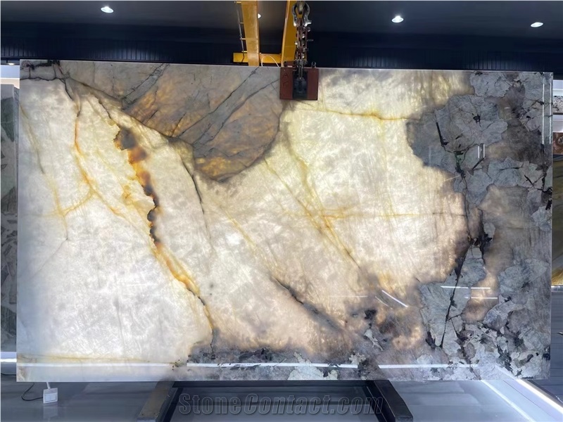 Brazil Pandora Quartzite White Stone Slabs For Flooring Tile