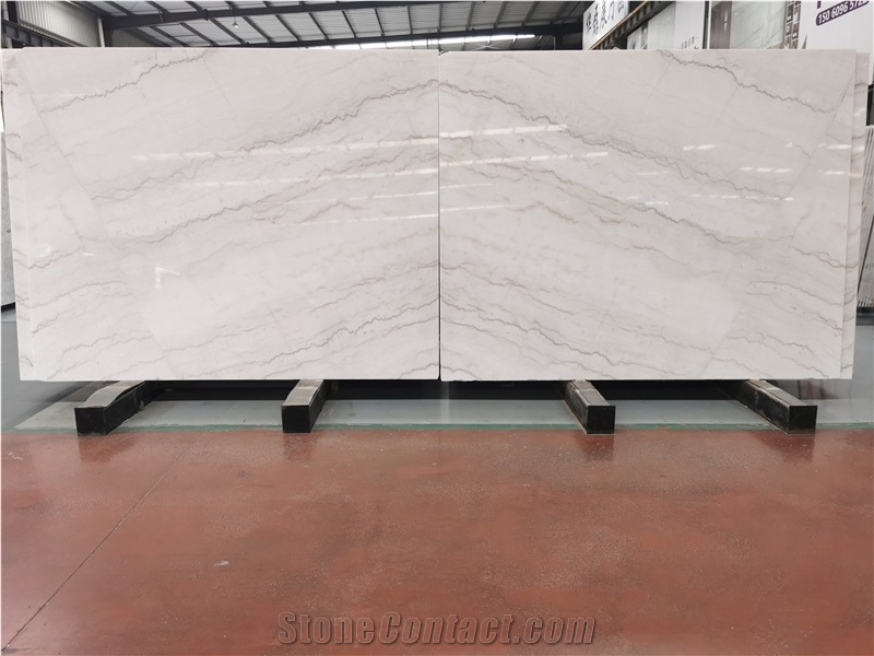 China Guangxi White Marble Stone Polished Slab Floor Tiles