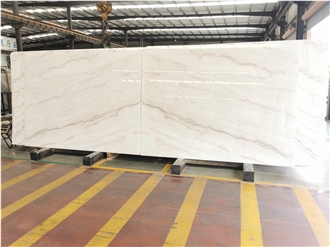 China Guangxi White Marble Stone Polished Slab Floor Tiles