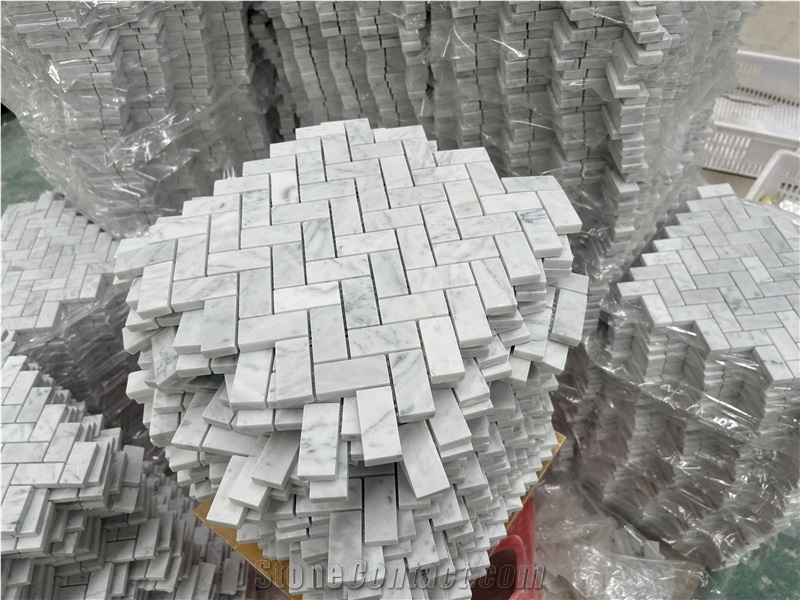 Custom Italy Bianco Carrara Marble Mosaic Tiles