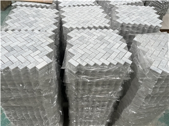 Custom Italy Bianco Carrara Marble Mosaic Tiles