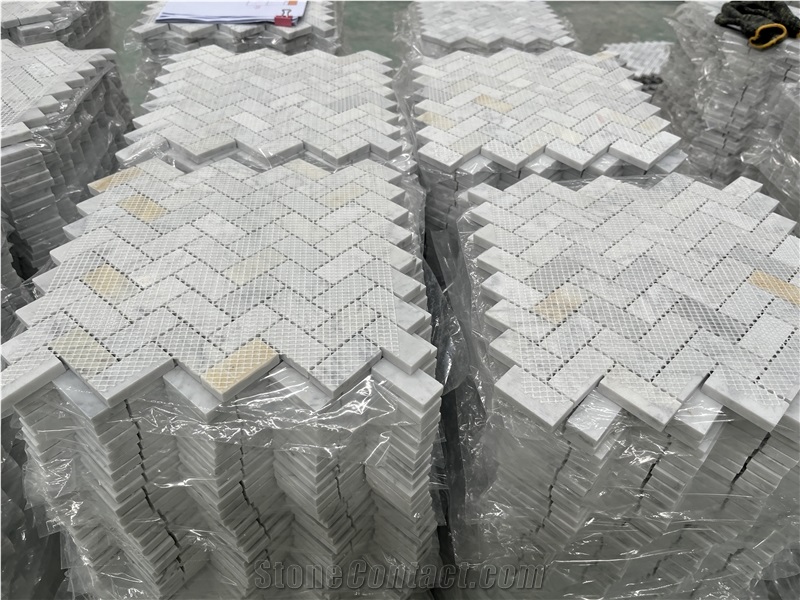 Custom Italy Bianco Carrara Marble Mosaic Tiles