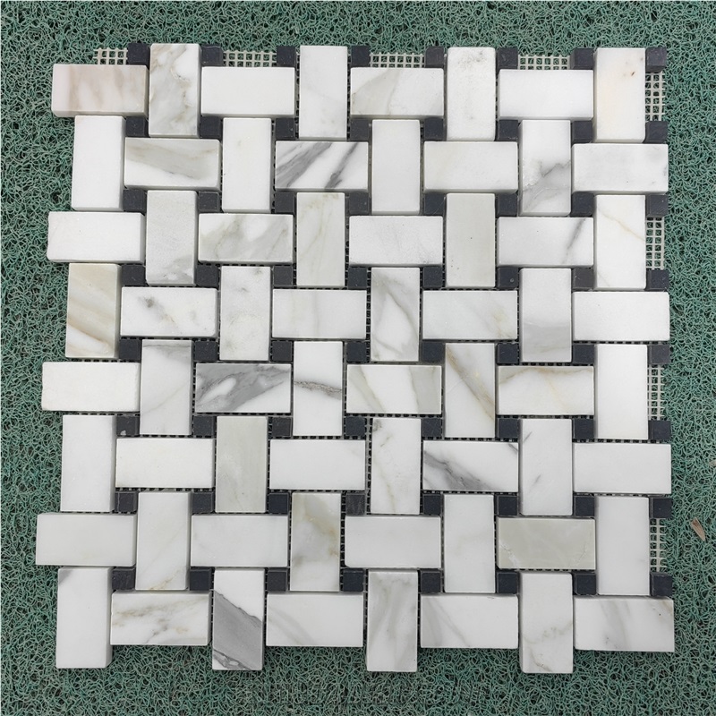 Fish Maw Gold Mosaic Calacatta Gold Marble Mosaic Tiles
