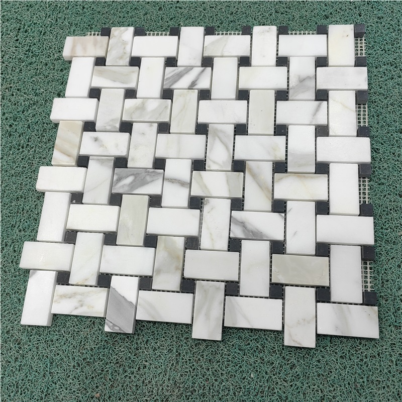 Fish Maw Gold Mosaic Calacatta Gold Marble Mosaic Tiles