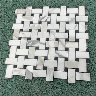 Fish Maw Gold Mosaic Calacatta Gold Marble Mosaic Tiles