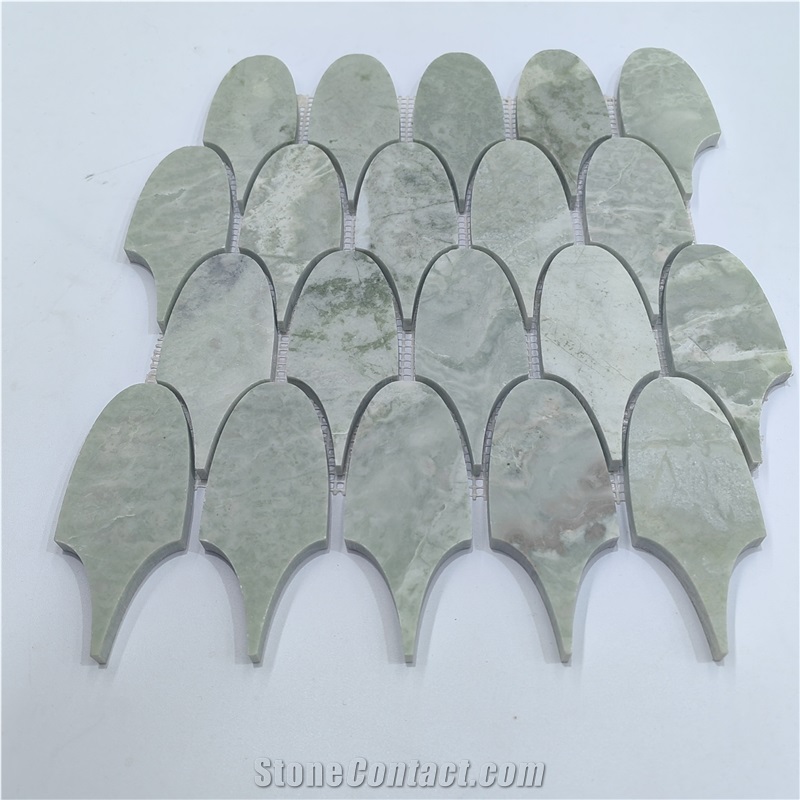 Fish Shaped Green Marble Mosaic Tiles