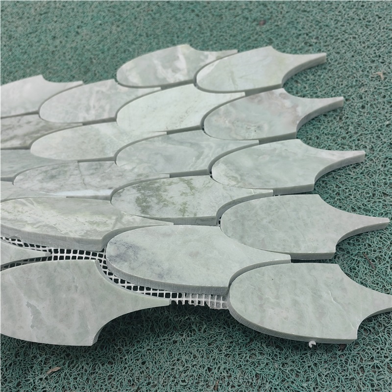 Fish Shaped Green Marble Mosaic Tiles