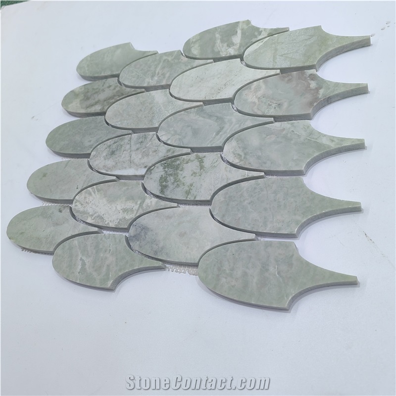 Fish Shaped Green Marble Mosaic Tiles