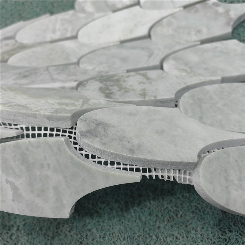 Fish Shaped Green Marble Mosaic Tiles