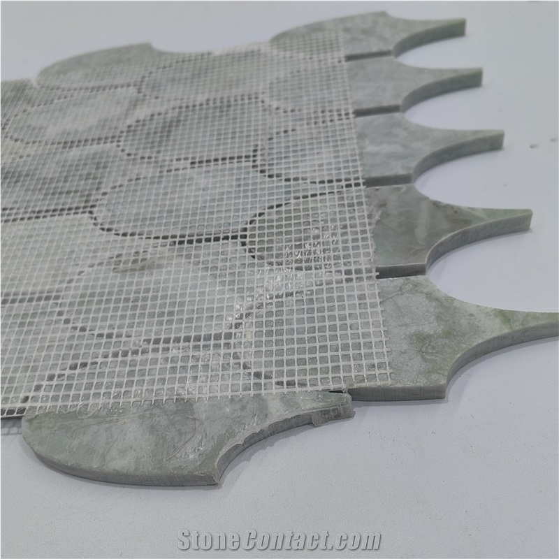 Fish Shaped Green Marble Mosaic Tiles