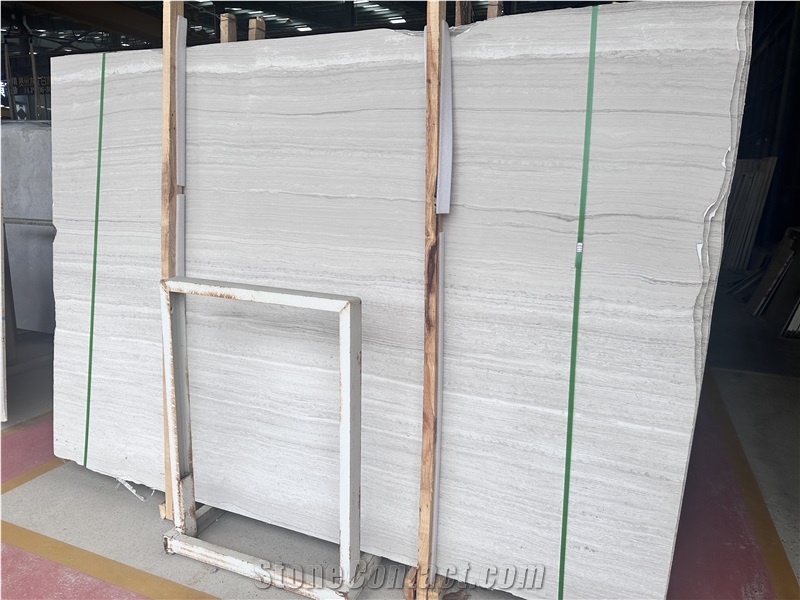 Guizhou White Wooden Marble Slabs With Three Levels