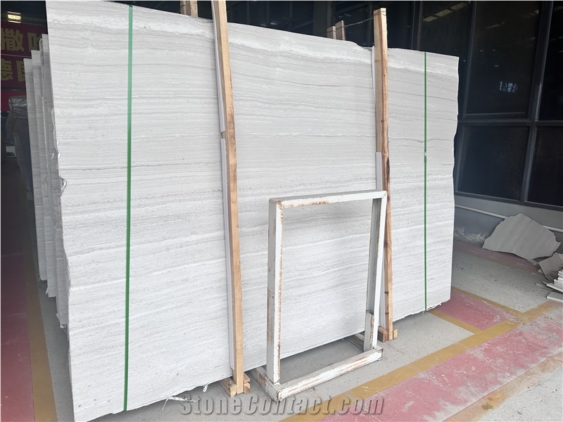 Guizhou White Wooden Marble Slabs With Three Levels