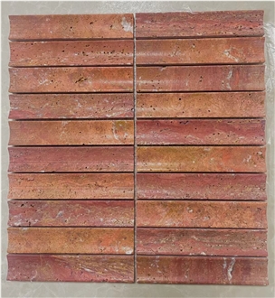 Iran Red Travertine Mosaic Tiles For Bathroom Decor