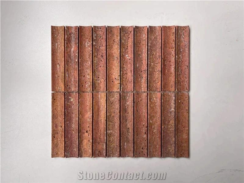 Iran Red Travertine Mosaic Tiles For Bathroom Decor