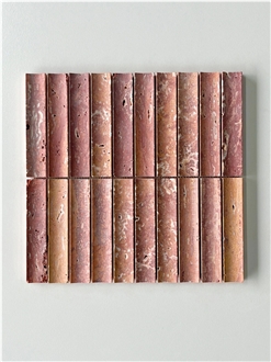 Iran Red Travertine Mosaic Tiles For Bathroom Decor