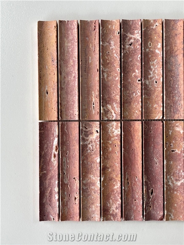 Iran Red Travertine Mosaic Tiles For Bathroom Decor
