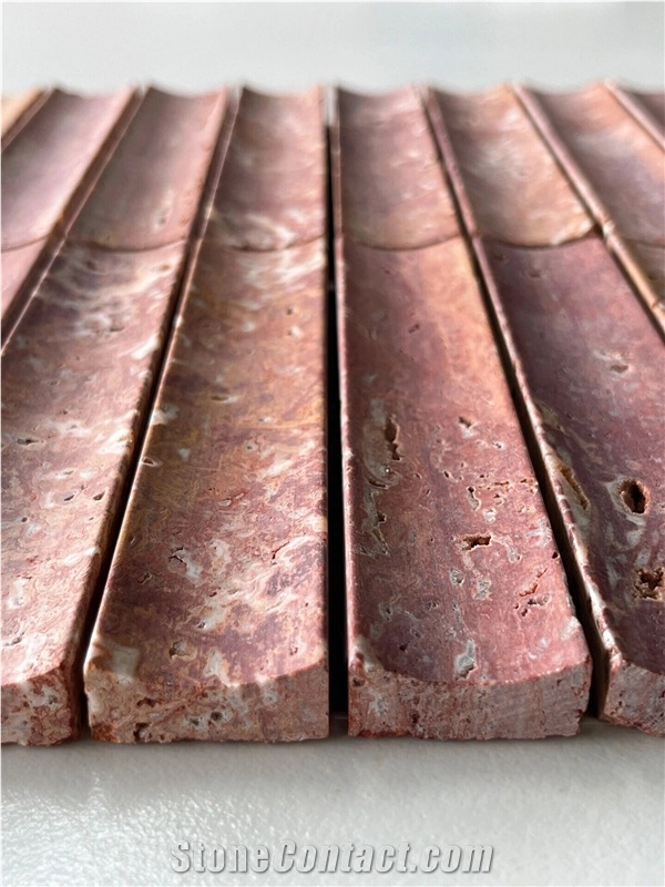 Iran Red Travertine Mosaic Tiles For Bathroom Decor