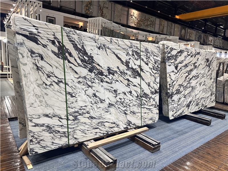 Italian Luxury Custom Polished Calacatta Viola Marble Slabs