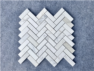 Italy Natural Calacatta Gold Marble Herringbone Mosaic Tiles