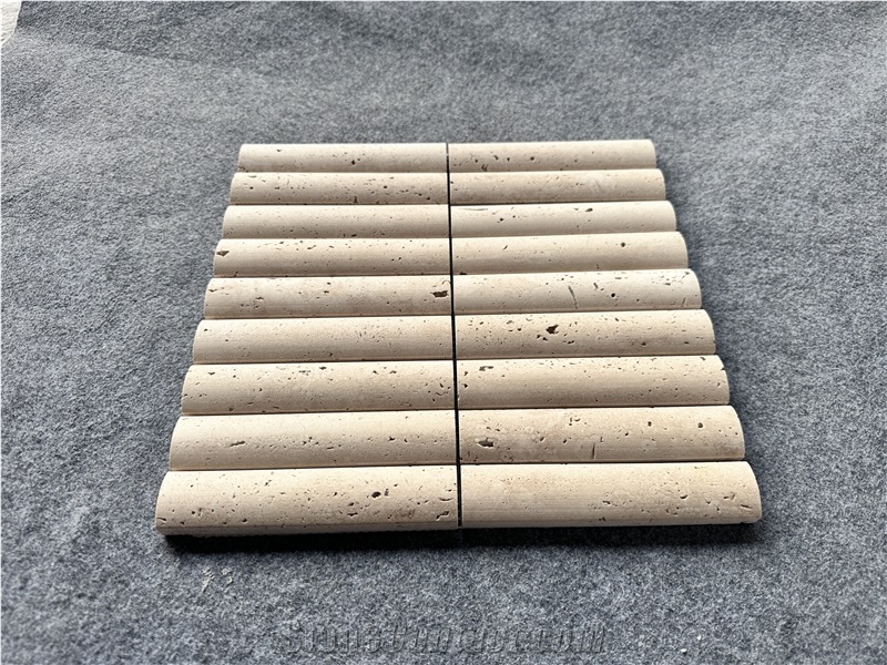 Ivory Travertine 3D Flute Mosaic Wall Tile Mosaic Tiles