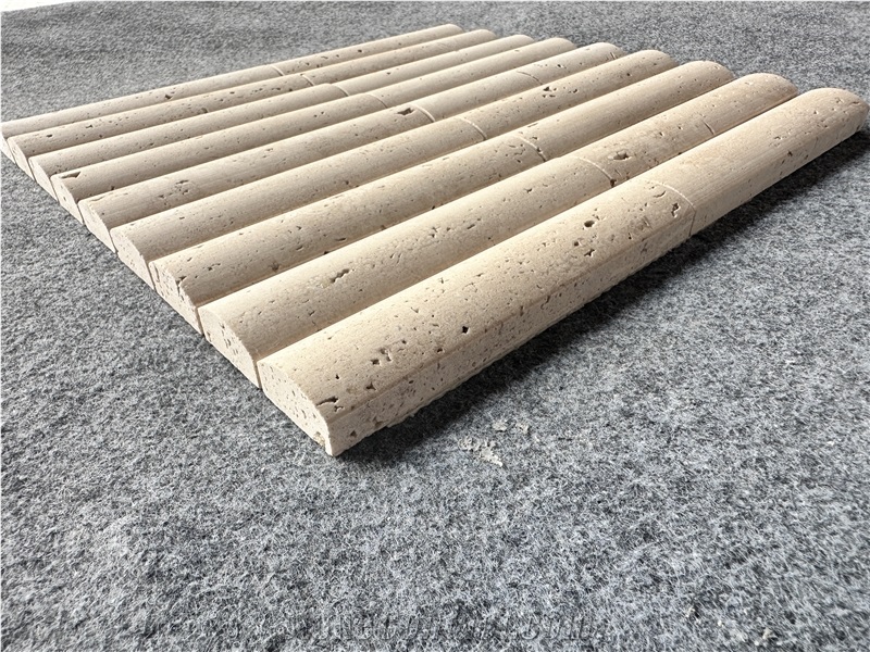 Ivory Travertine 3D Flute Mosaic Wall Tile Mosaic Tiles