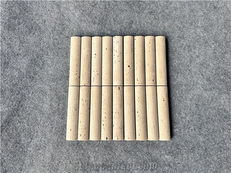 Ivory Travertine 3D Flute Mosaic Wall Tile Mosaic Tiles