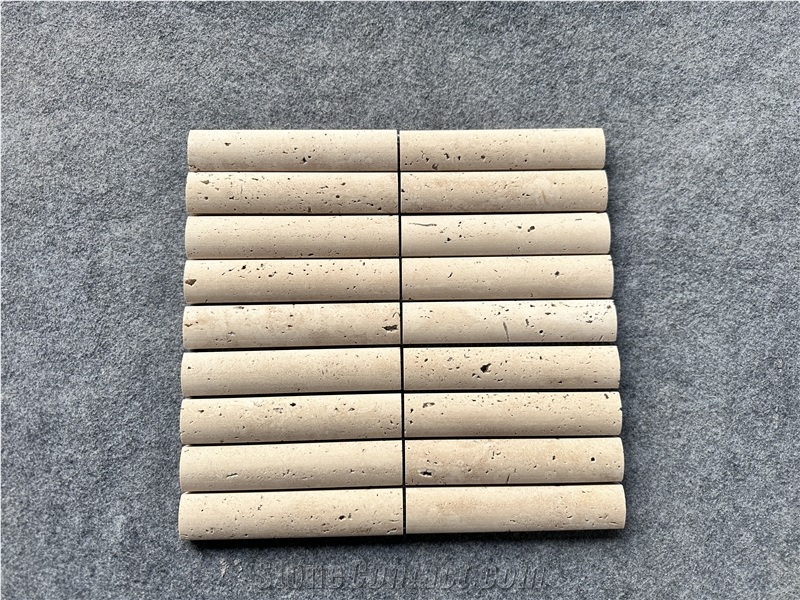 Ivory Travertine 3D Flute Mosaic Wall Tile Mosaic Tiles