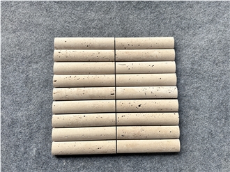 Ivory Travertine 3D Flute Mosaic Wall Tile Mosaic Tiles