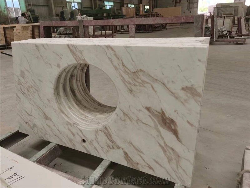 Natural Stone Volakas Marble Bathroom Vanity Tops