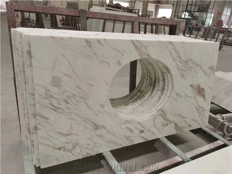 Natural Stone Volakas Marble Bathroom Vanity Tops