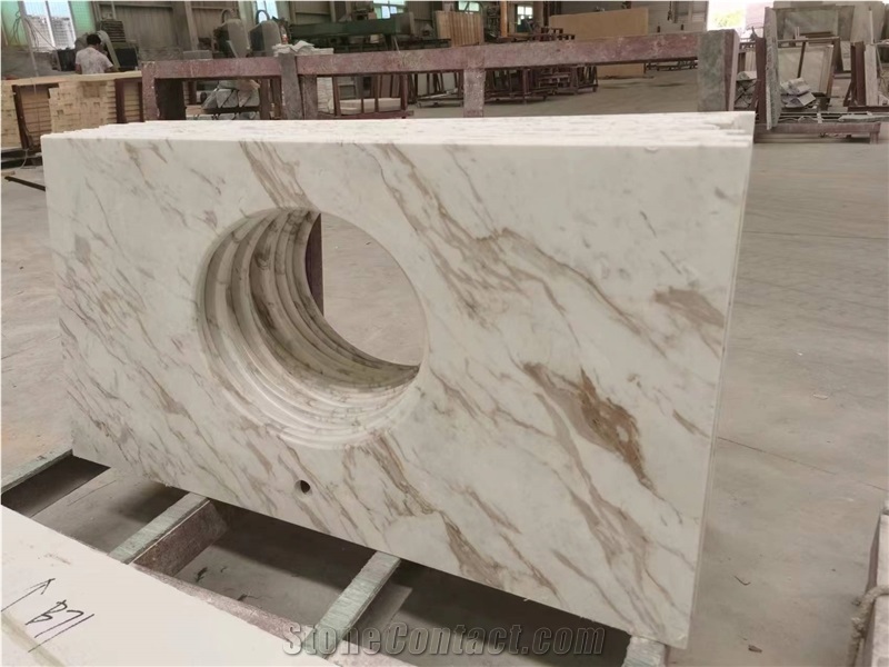 Natural Stone Volakas Marble Bathroom Vanity Tops