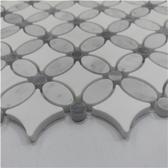 Petal Carrara And Crystal White Marble Mosaic Mosaic Tiles