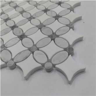 Petal Carrara And Crystal White Marble Mosaic Mosaic Tiles