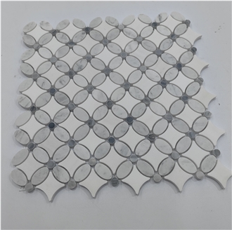Petal Carrara And Crystal White Marble Mosaic Mosaic Tiles