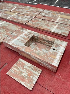 Pink Norwegian Rosa Marble Prefab Bathroom Vanity Tops Pink Norwegian Rosa Marble Prefab Bathroom Vanity Tops