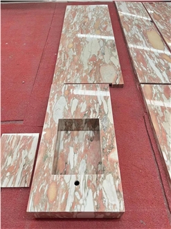 Pink Norwegian Rosa Marble Prefab Bathroom Vanity Tops