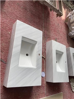 Turkey Bianco Dolomite Marble Prefab Bathroom Vanity Tops