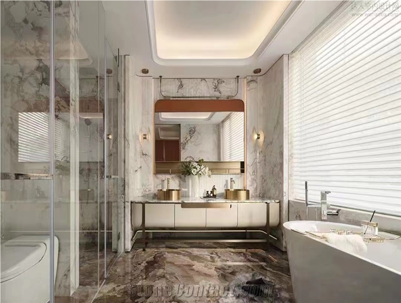 Van Gogh Brown Marble Natural Stone Slab For Flooring Tiles
